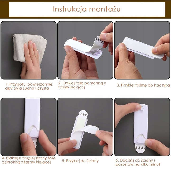 Haczyk Samoprzylepny Klejący Gwóźdź Na OBRAZ 10szt