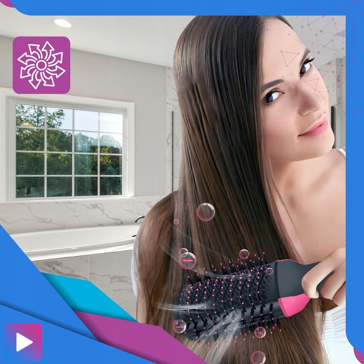 Duża Szczotka Suszarka Lokówka Prostownica Do Stylizacji Włosów 4w1