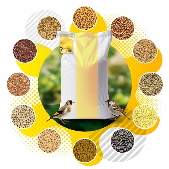 KARMA DLA PTAKÓW 20kg ZE SŁONECZNIK DROBNE ZIARNO DO KARMNIK + PLAKAT