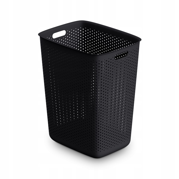 DUŻY KOSZ NA PRANIE BIELIZNĘ Z POKRYWĄ POJEMNY 60L CZARNY ELEGANCKI