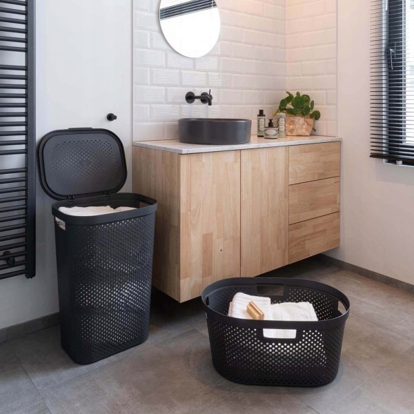 Kosz na pranie CURVER NFINITY RECYCLED Eko 60L grafitowy stylowy i