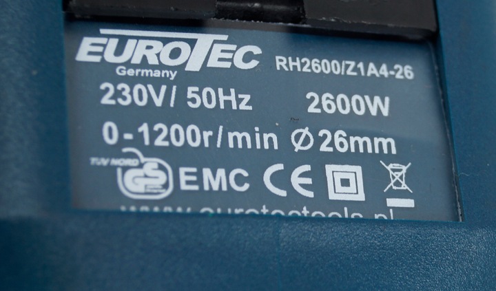 MŁOTOWIERTARKA WIERTARKA MŁOT UDAROWY SDS+ EUROTEC