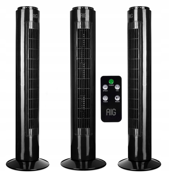 WENTYLATOR KOLUMNOWY DUŻY WIATRAK PODŁOGOWY TIMER OSCYLACJA KOLUMNA