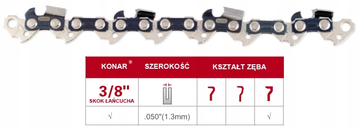Łańcuch do piły 3/8'' 1.3mm 57 ogniwa KONAR