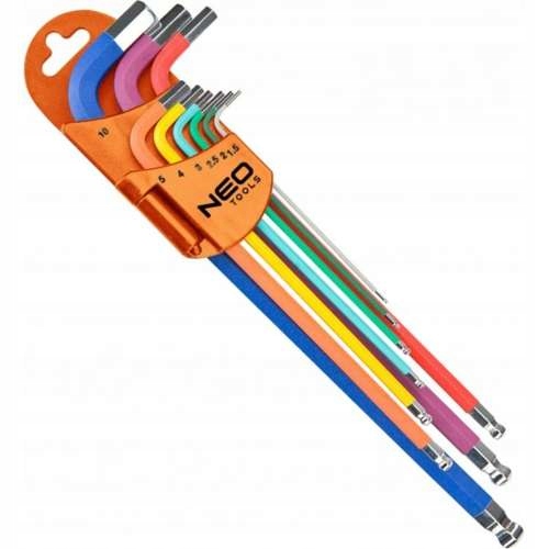 KLUCZE IMBUSOWE HEX DŁUGIE IMBUS 1,5-10 ZESTAW NEO