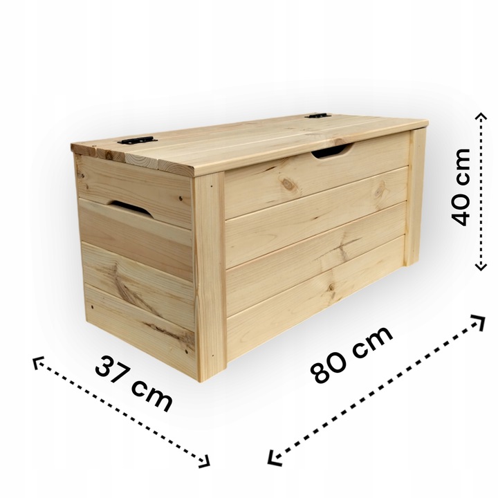 Skrzynia Kufer drewniany XL 80x37x40 ławka pojemnik ze schowkiem