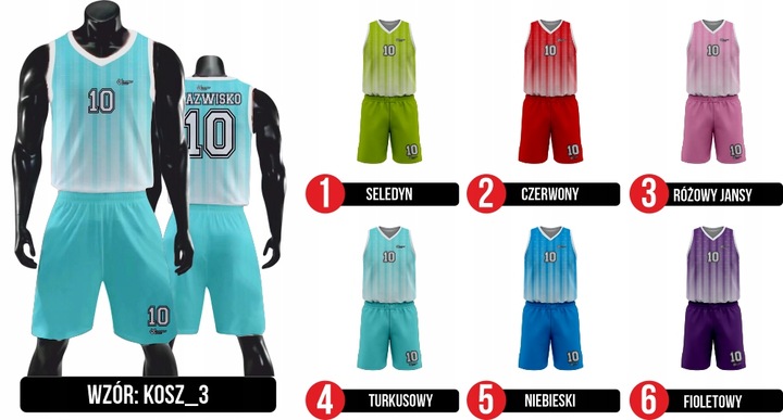 Strój Koszykarski Koszykówka Nadruk GRATIS