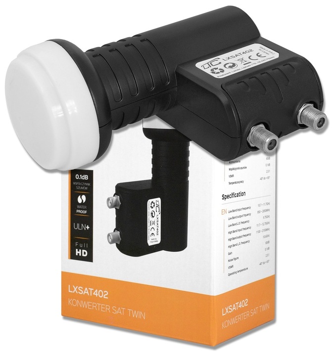 KONWERTER SATELITARNY 4K PODWÓJNY TWIN 2 GNIAZDA WTYKI GRATIS
