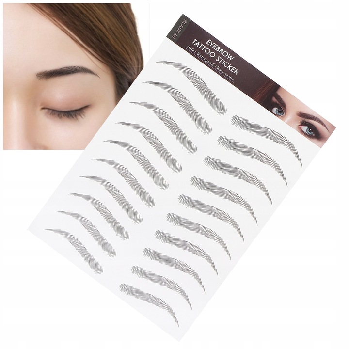 WODOODPORNE TATUAŻ NA BRWI NAKLEJKI 10 PAR CZARNE