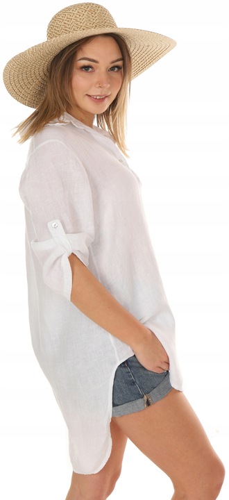 F663 Lniana KOSZULA tunika LEN