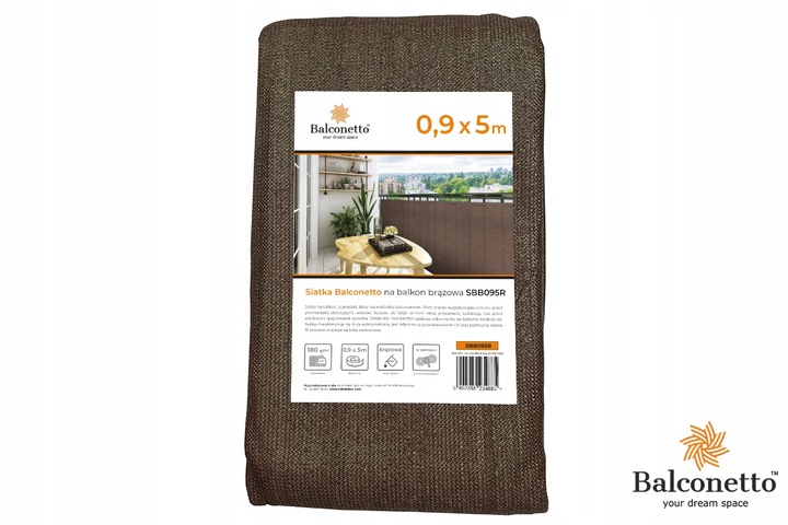 MATA OSŁONA balkonowa osłonowa brązowa 0,9x5m UV na BALKON brąz UV