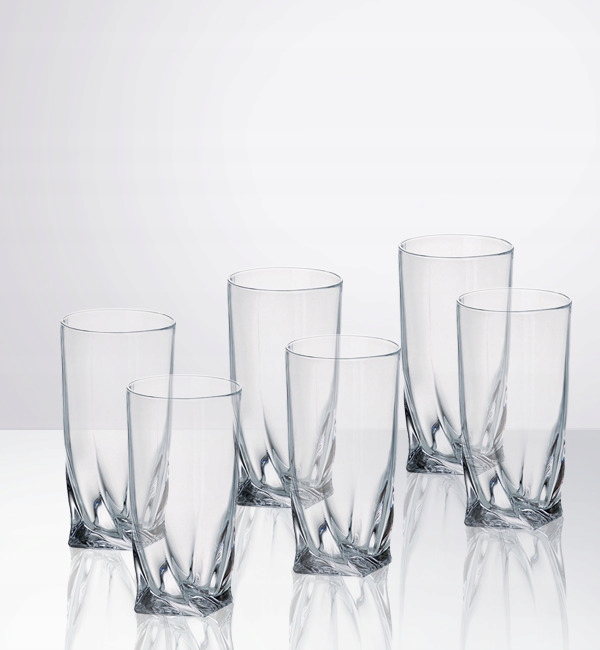 BOHEMIA QUADRO Zestaw Komplet 6 Szklanek Do drinków Napojów SZKLANKI 350 ml