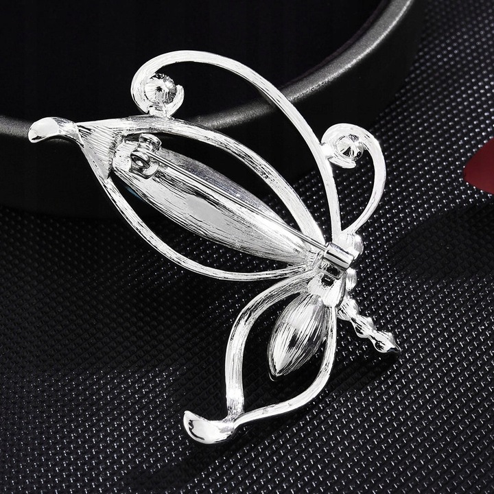 PINETS Broszka srebrny Motyl cyrkonie 14 Karatów