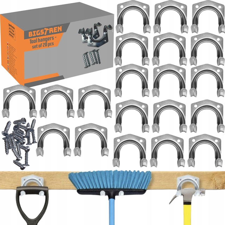 WIESZAK ŚCIENNY NA NARZĘDZIA OGRODOWE UCHWYT MIOTŁY GRABIE MOP ŁOPATE