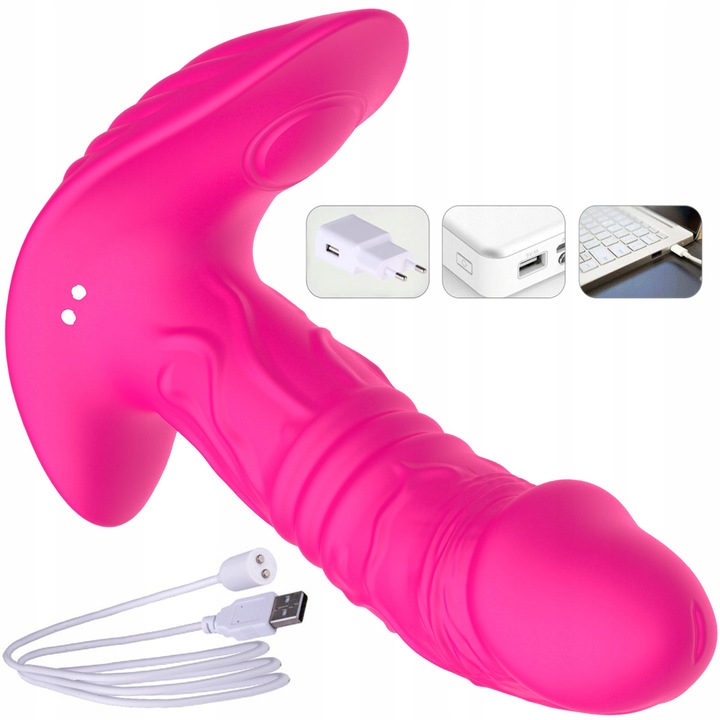 Posuwisty Wibrator Damski, Penis Motylek Pod Majtki, Dildo na Smartfon APP