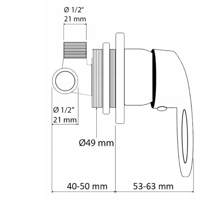 Bateria prysznicowa mieszacz do kabiny zabudowanej