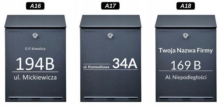 Skrzynka na listy Pocztowa A4 z Napisem, ANTRACYT, CZARNY -kolory