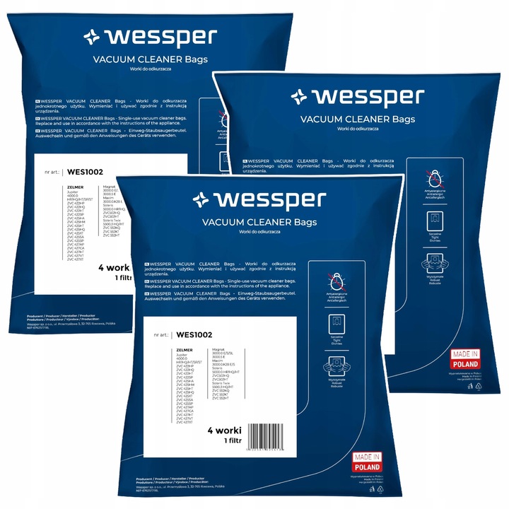 12x Worki do Zelmer Jupiter Ultra Filtration 2100W ZVC425HT ZVC425SP