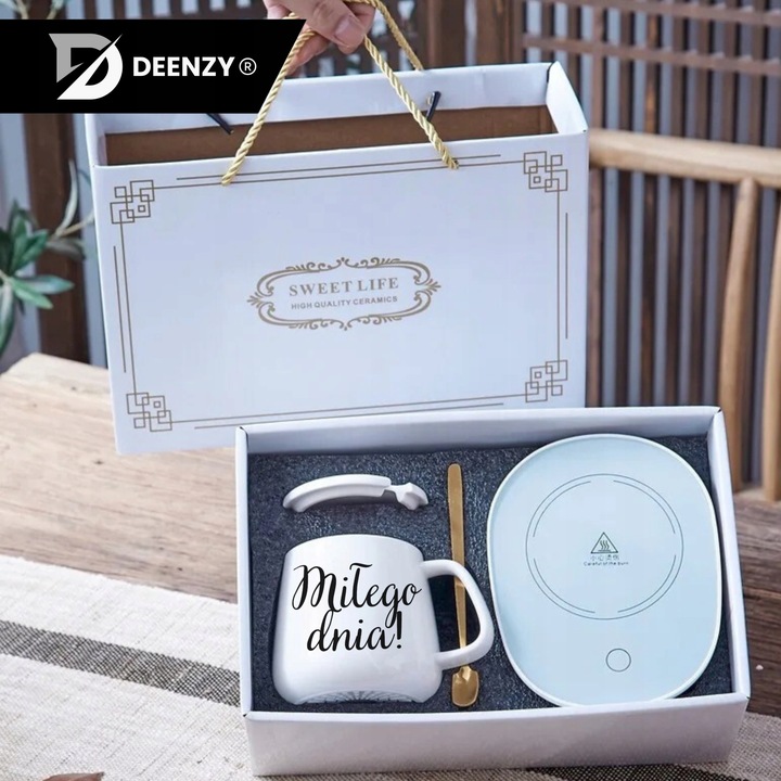 PODGRZEWACZ DO KUBKA KAWY HERBATY ZESTAW 5w1 Kubek z Podgrzewaczem +