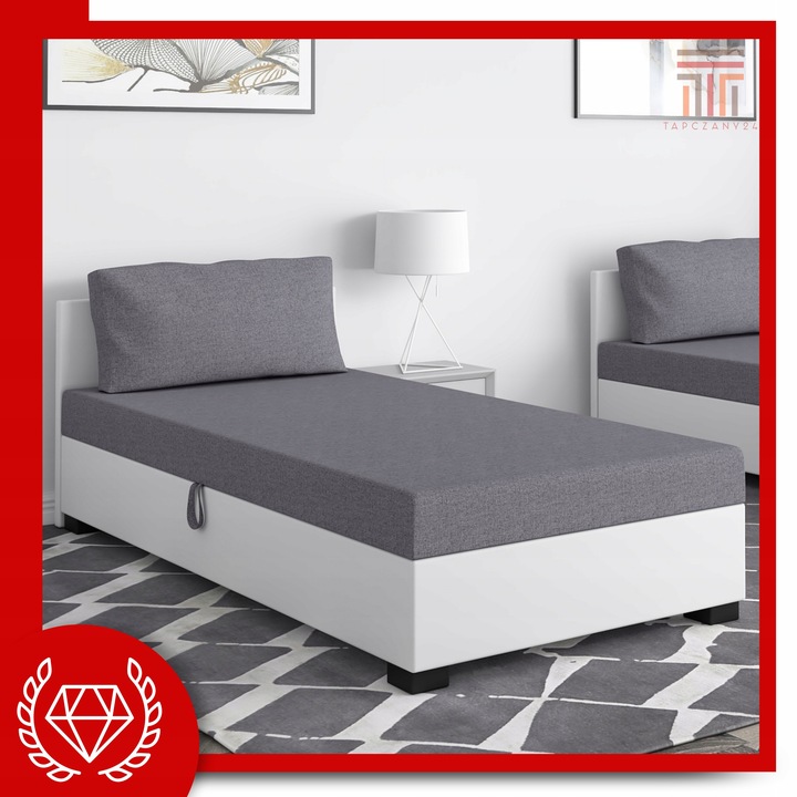 Tapczan Jednoosobowy Łóżko 80x195cm z Pojemnikiem na Pościel +