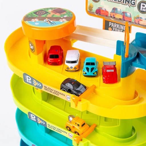 PARKING GARAŻ SAMOCHODOWY Z WINDĄ ZE ŚWIATŁEM I DŹWIĘKIEM AUTA ZAKRĘCONY