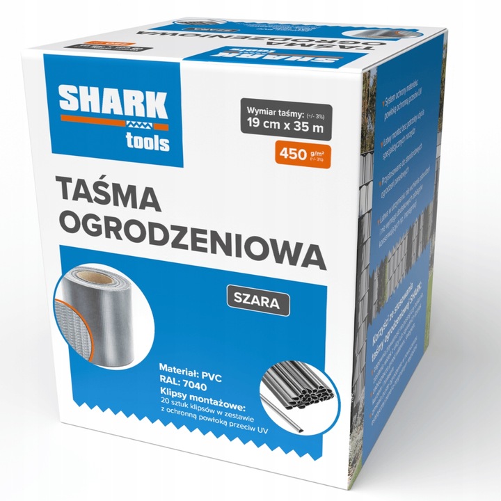 TAŚMA OGRODZENIOWA SZARA 19 cm x 35 m OSŁONA NA PŁOT OGRODZENIE