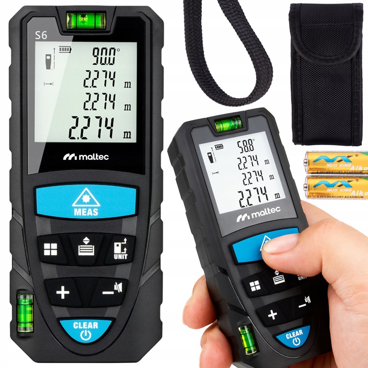 DALMIERZ LASEROWY 50M KĄTOMIERZ POZIOMICA CYFROWY MIERNIK ODLEGŁOŚCI