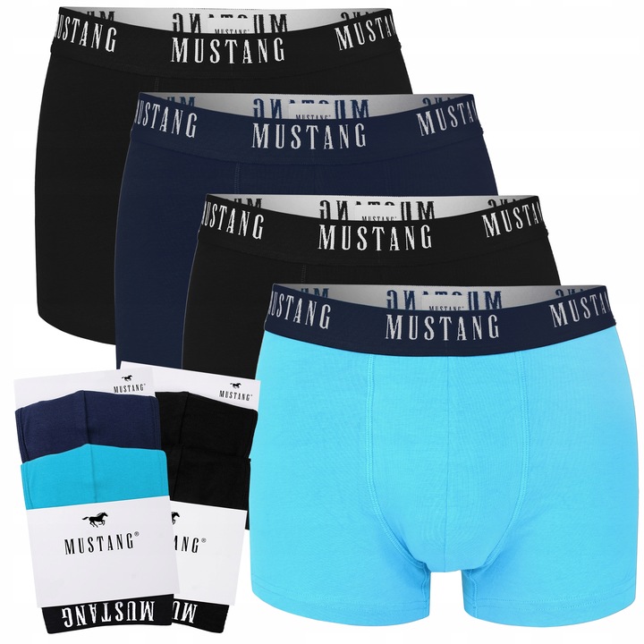 Mustang Bokserki Męskie 4 sztuki Zestaw Bawełna Logo Kolor Rozmiar L