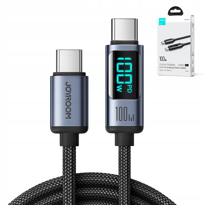 JOYROOM KABEL Z WYŚWIETLACZEM USB-C SZYBKIE ŁADOWANIE USB TYP C 5A 100W 1M