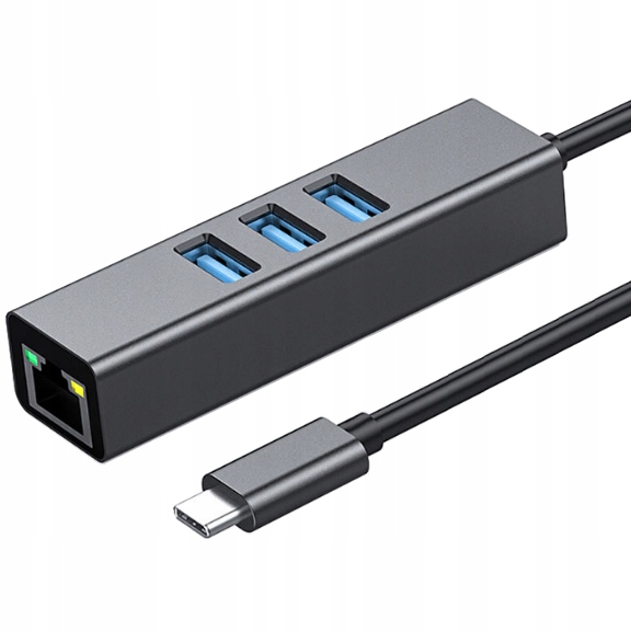 PRZEJŚCIÓWKA USB-C ETHERNET ADAPTER KARTA SIECIOWA LAN HUB USB GIGABIT RJ45