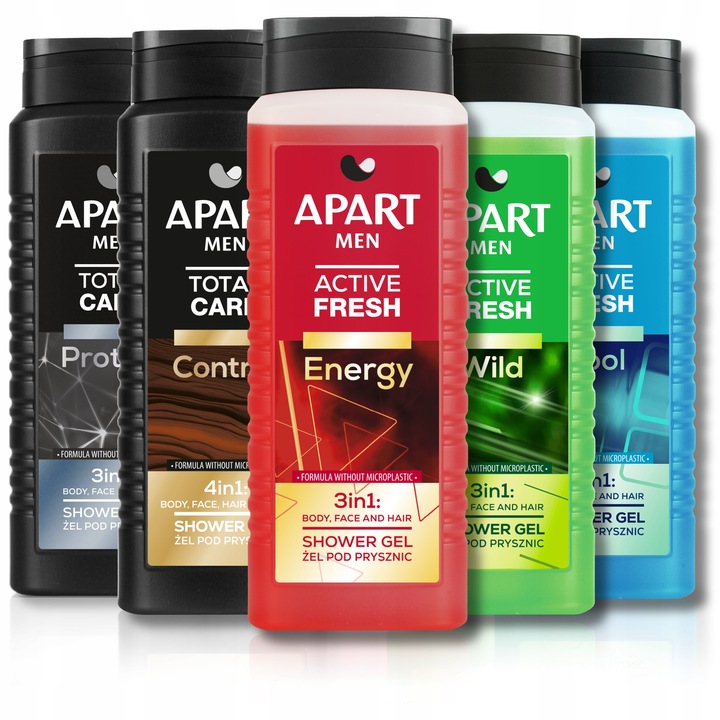 APART Żel pod Prysznic Męski 3w1, 4w1 Ciało, Twarz, Włosy, Broda 5 x 500ml