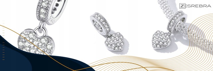 CHARMS WISZĄCE SERCE srebro 925 koralik zawieszka z cyrkoniami srebrna S925