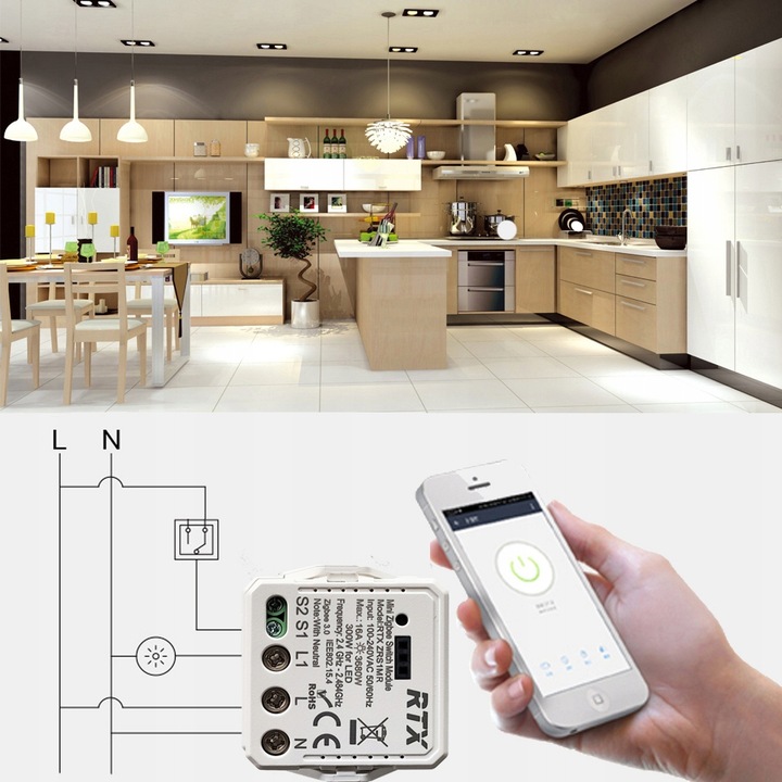 RTX Moduł MINI Przekaźnik Sterownik 16A TUYA ZigBee