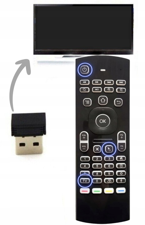 MX3 Podświetlana Myszka Zdalna 2.4G Bezprzewodowa klawiatura dla Android TV