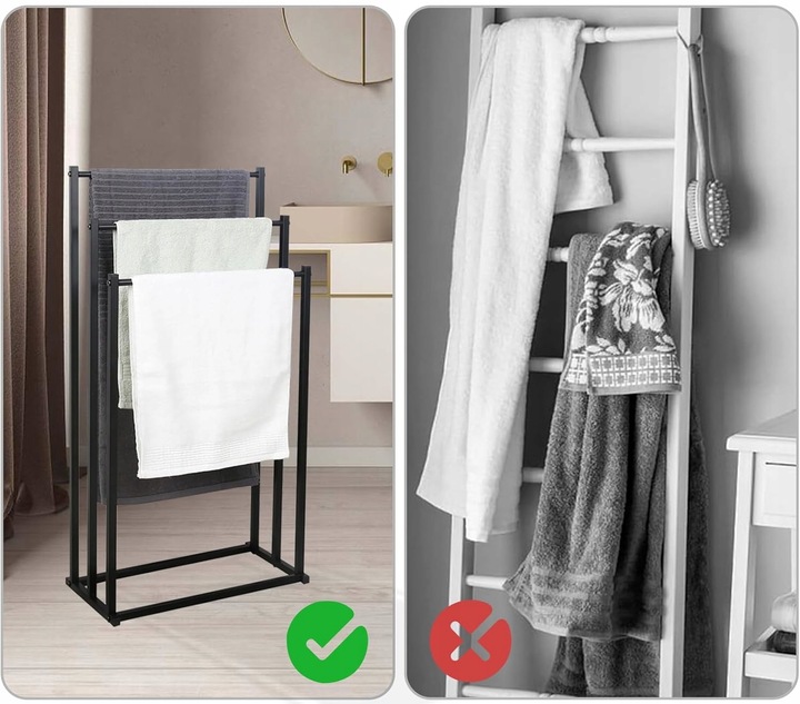 STOJAK NA RĘCZNIKI WIESZAK STOJĄCY PODŁOGOWY DO ŁAZIENKI METALOWY STABILNY