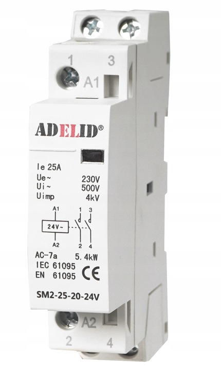 STYCZNIK MODUŁOWY 25-20 24V 20A 25A 1P 2NO 1-FAZ