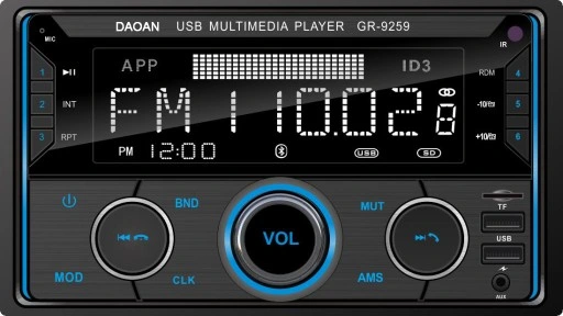 RADIO SAMOCHODOWE 2-DIN BLUETOOTH USB SD RDS LCD RGB MIKROFON PILOT ZESTAW
