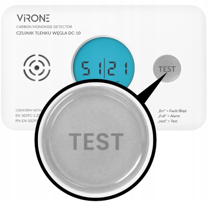 CZUJNIK CZADU TLENKU WĘGLA CZUJKA CO TERMOMETR CERTYFIKOWANY TUV + BATERIE