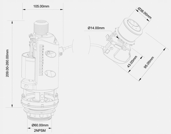 Dwufunkcyjny uniwersalny zawór spustowy spłukujący do Spłuczki 3/6L kompakt