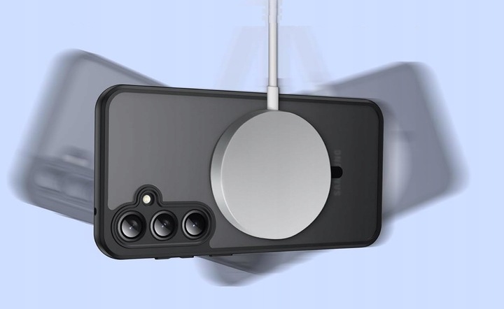 2x SZKŁO+ ETUI WZMACNIANE MAGSAFE CASE CZARNY MATT do SAMSUNG GALAXY S24 FE