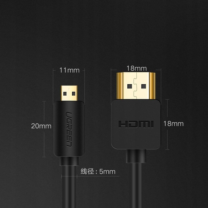 UGREEN MOCNY KABEL HDMI - MICRO HDMI 19 PIN 2.0V 4K 60HZ 30AWG 1,5M