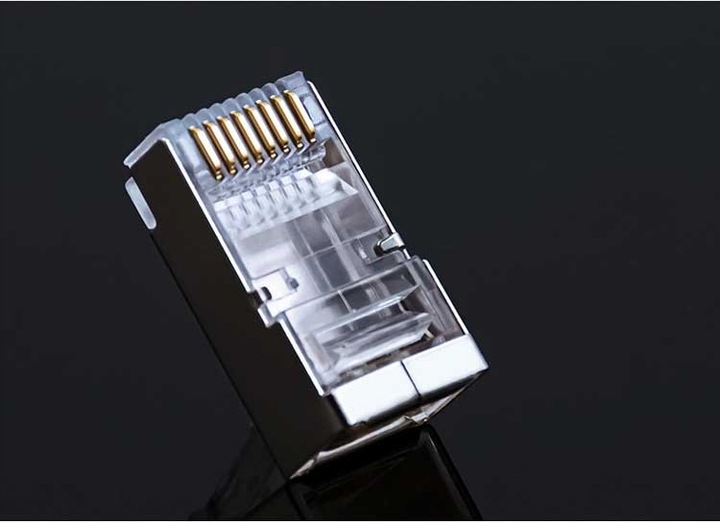 100x KOŃCÓWKI WTYK WTYKI RJ45 8P8C FTP KAT6 PRZELOTOWE EUROKOMP EKRANOWANE