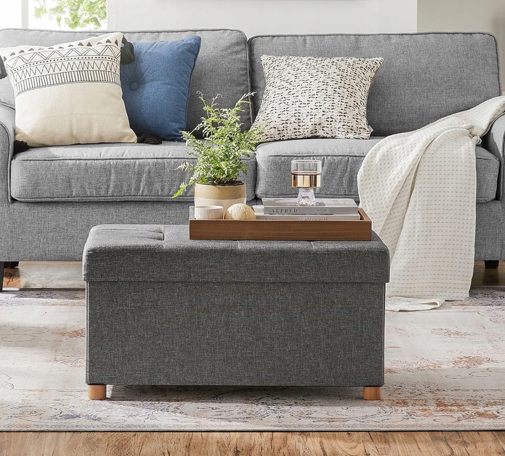 Ławka ZE SCHOWKIEM do siedzenia 76 x 40 x 38 PUFA podnóżek TABORET