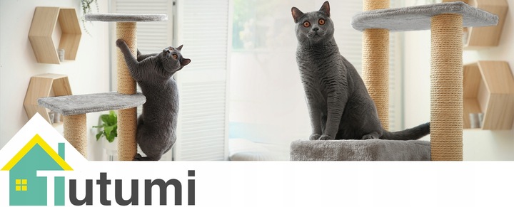 DRAPAK DLA KOTA WIEŻA LEGOWISKO DOMEK Z ZABAWKAMI BEŻOWY DUŻY XXL 120 cm