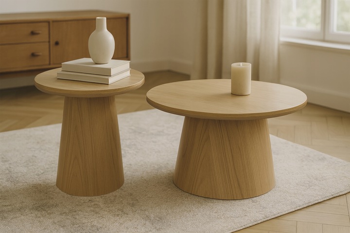 ZESTAW STOLIKÓW KAWOWYCH STYL BOHO SCANDI JAPANDI ZESTAW 2SZT Ø60