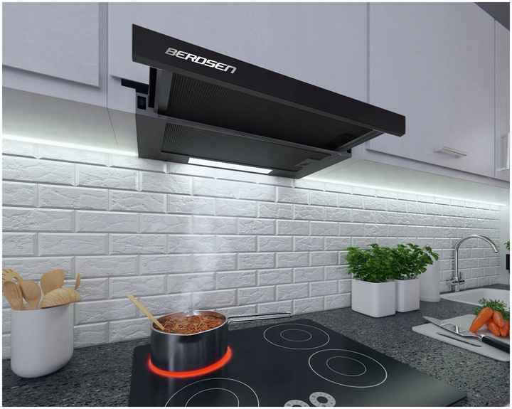 OKAP KUCHENNY PODSZAFKOWY 60cm CZARNY BERDSEN