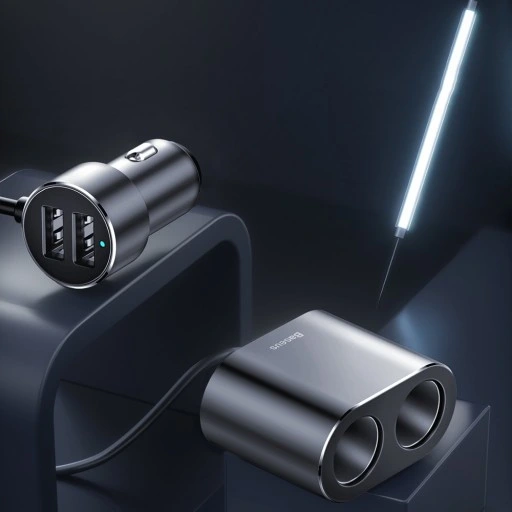 BASEUS ŁADOWARKA SAMOCHODOWA 2x USB/2x ZAPALNICZKA