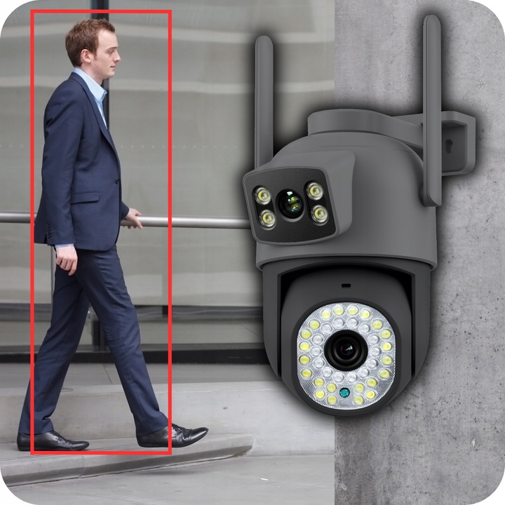 PODWÓJNA KAMERA WIFI IP SMART ZEWNĘTRZNA OBROTOWA 6MPX APLIKACJA ULTRA HD