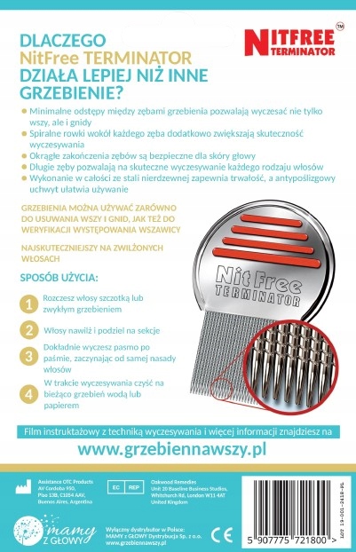 NitFree Terminator grzebień na wszy i gnidy 1 sztuka