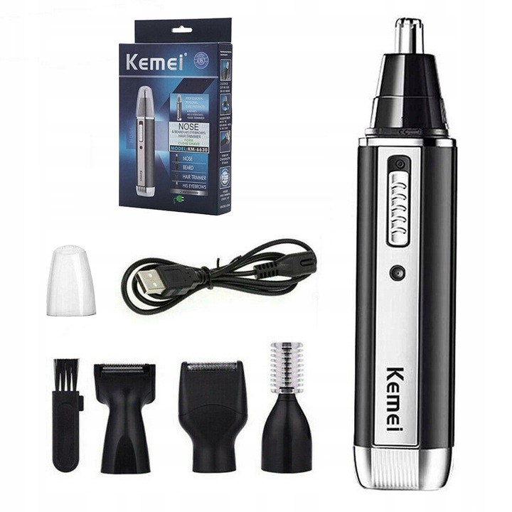 TRYMER GOLARKA DO NOSA USZU GOLENIE BRODY WŁOSÓW ZAROSTU 4w1 MOCNY grzebień